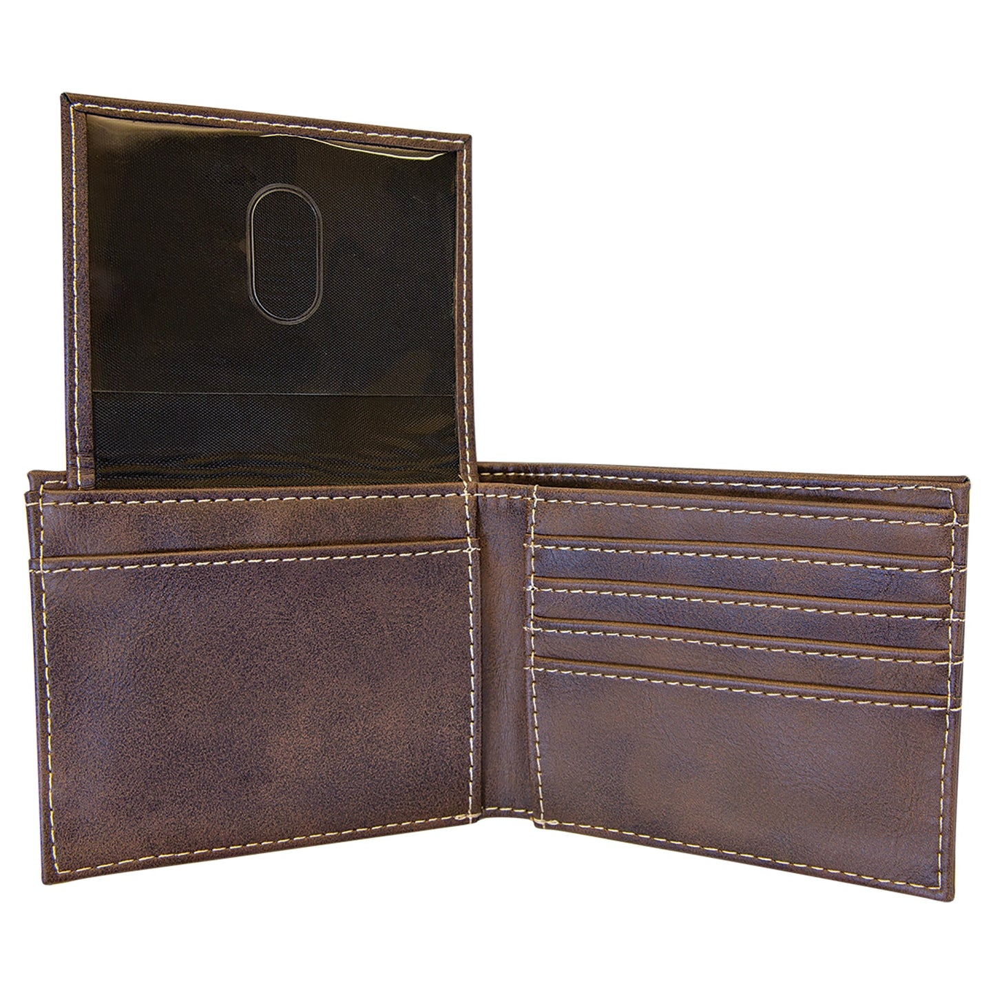 Leatherette Bifold Wallet with Flip ID