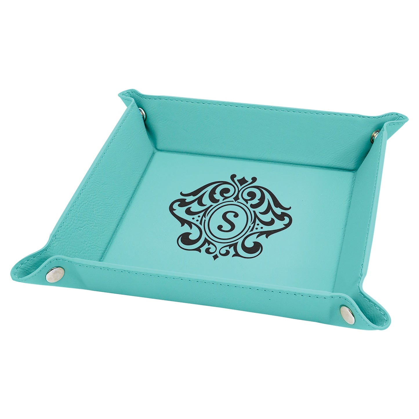 6" x 6" Leatherette Folding Tray with Snaps