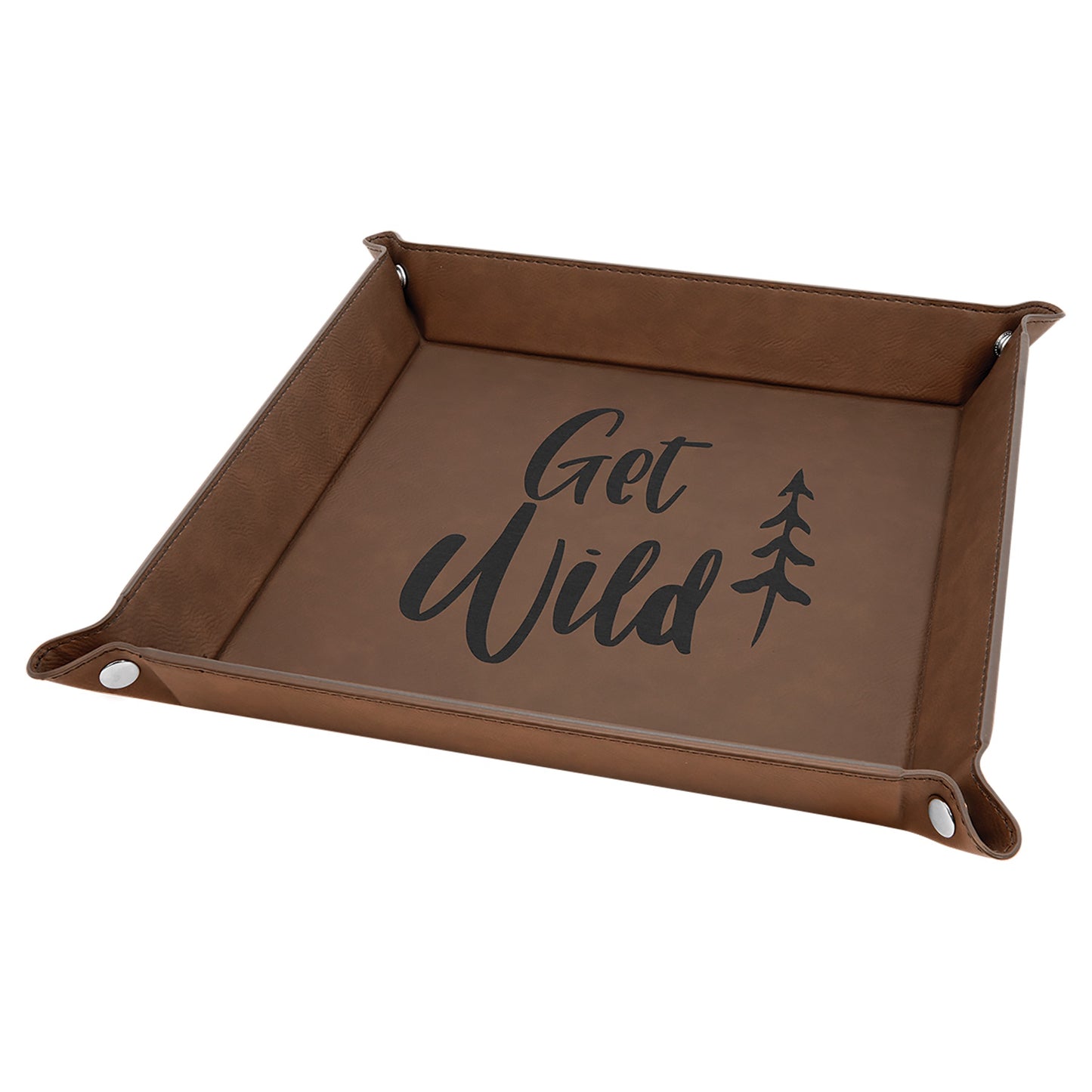 6" x 6" Leatherette Folding Tray with Snaps