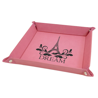 6" x 6" Leatherette Folding Tray with Snaps