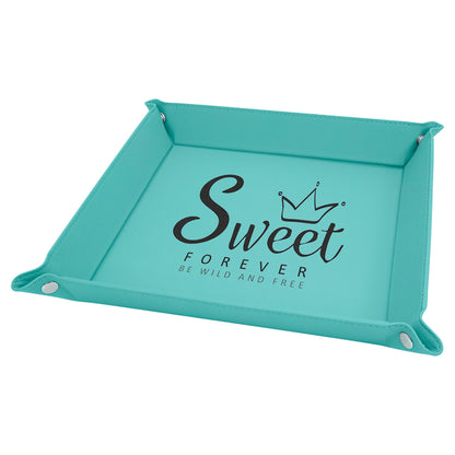 6" x 6" Leatherette Folding Tray with Snaps