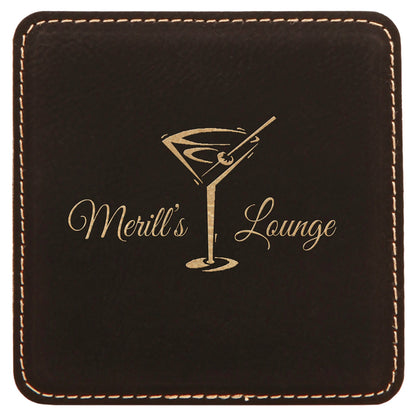 4" x 4" Square Leatherette Coaster