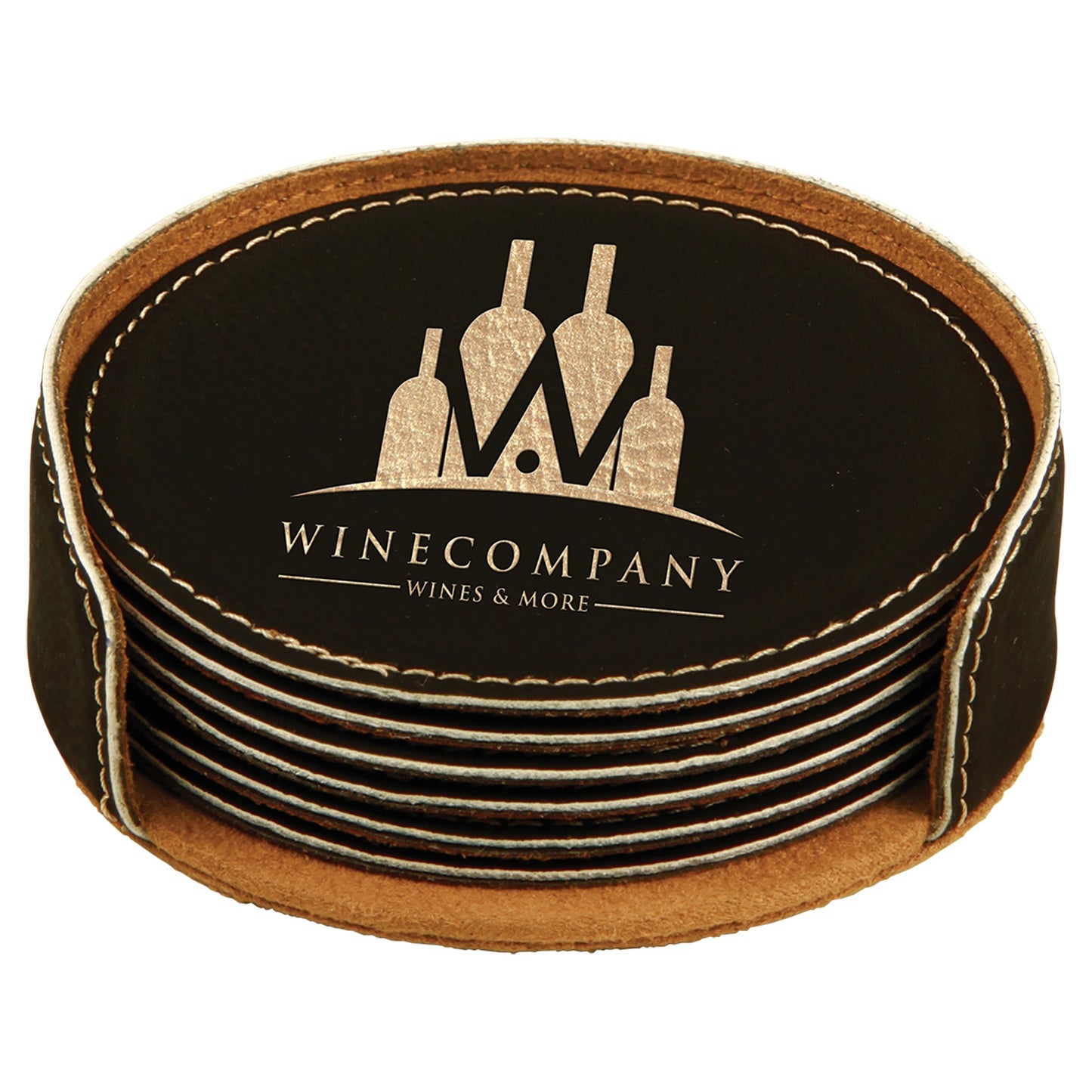 4" Round Leatherette Coaster Set