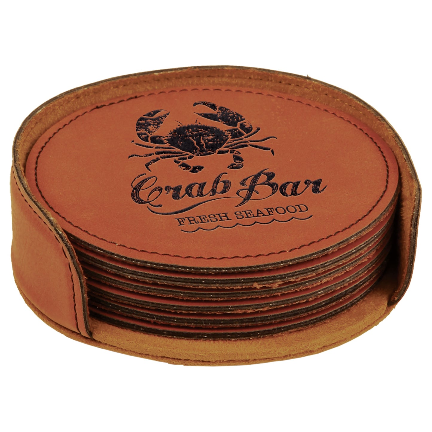 4" Round Leatherette Coaster Set