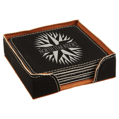 4" x 4" Square Leatherette Coaster Set