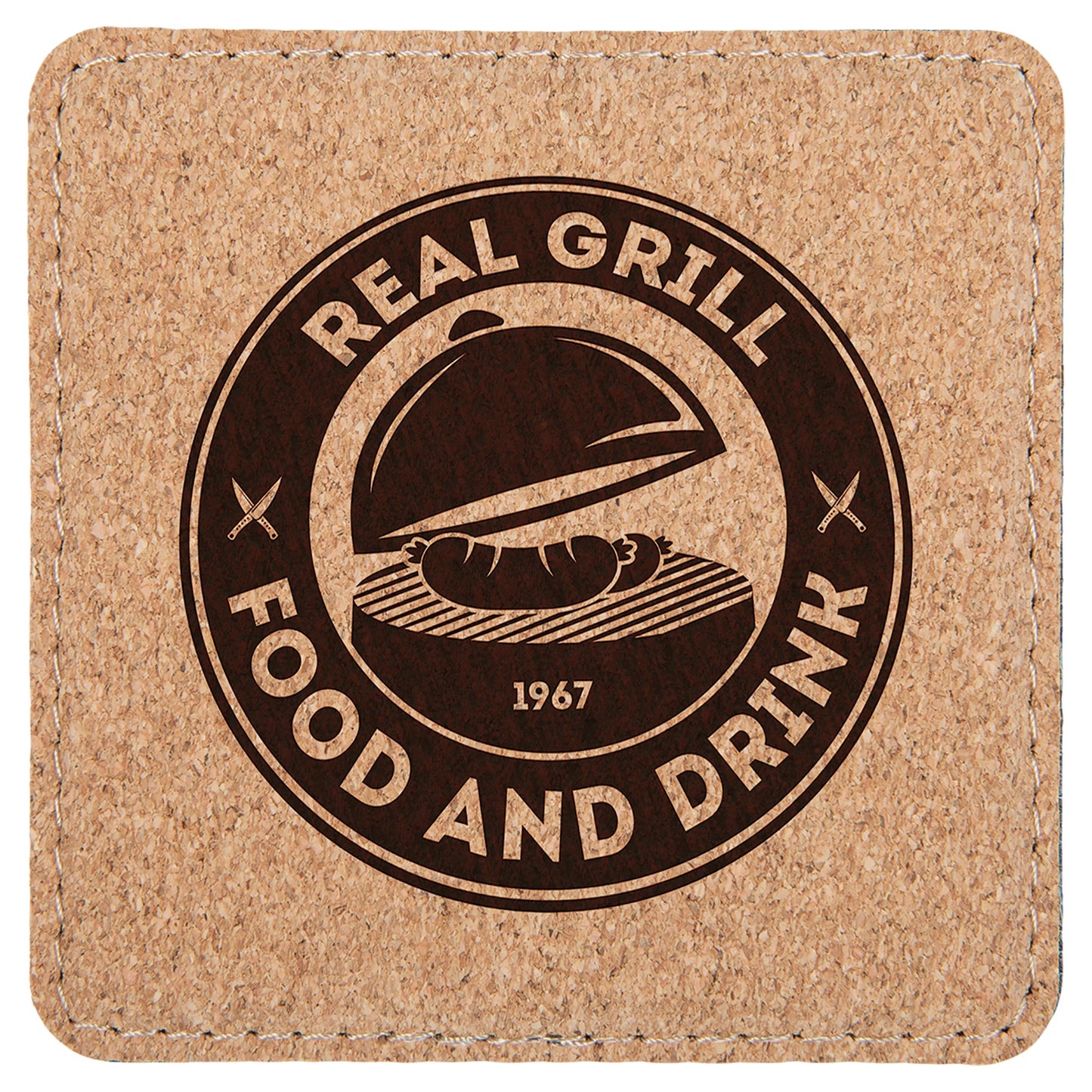 4" x 4" Cork Square Leatherette Coaster Set