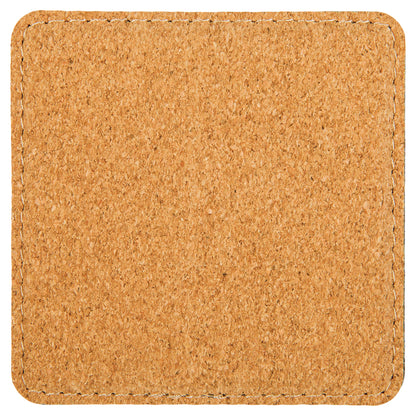 4" x 4" Cork Square Leatherette Coaster Set