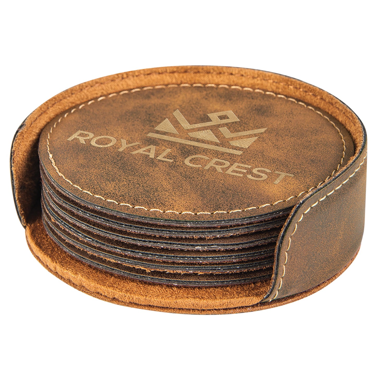 4" Round Leatherette Coaster Set