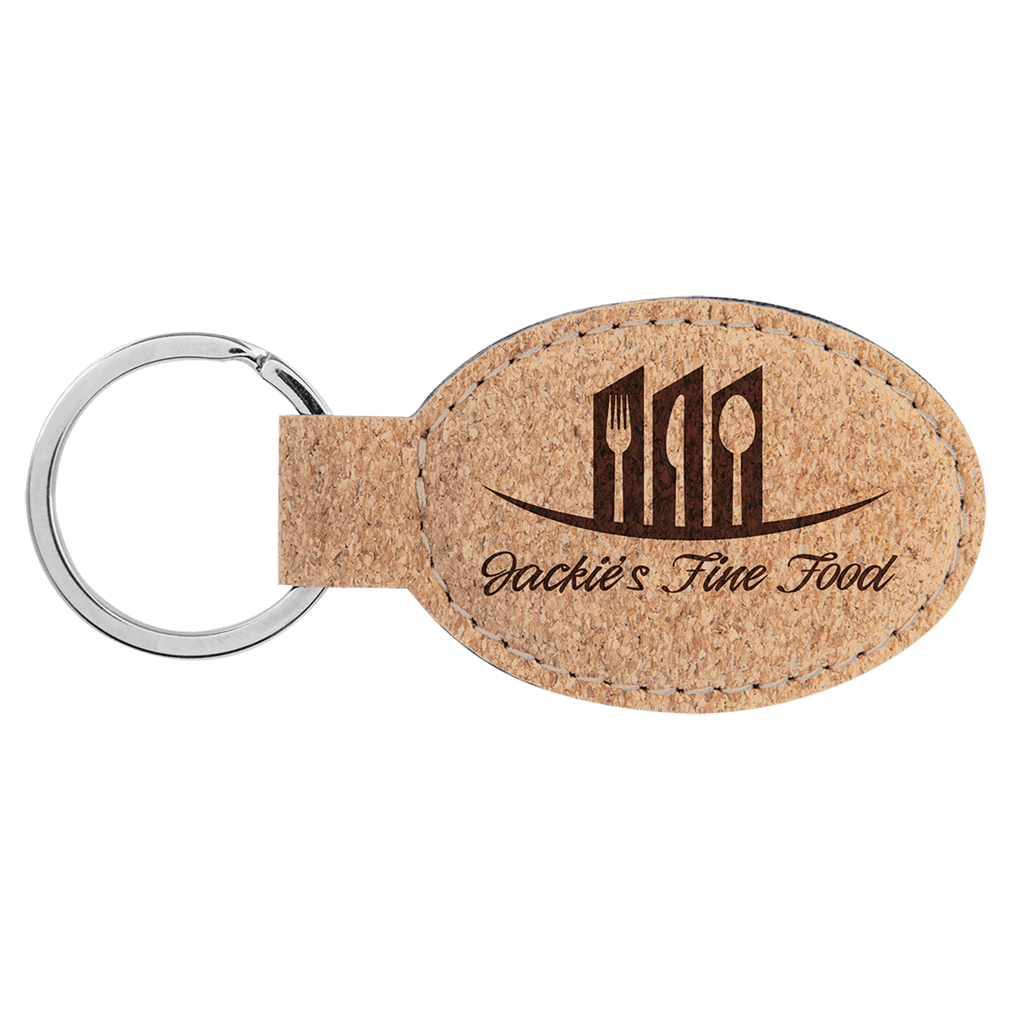 Cork Oval Keychain