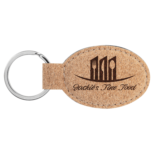 Cork Oval Keychain