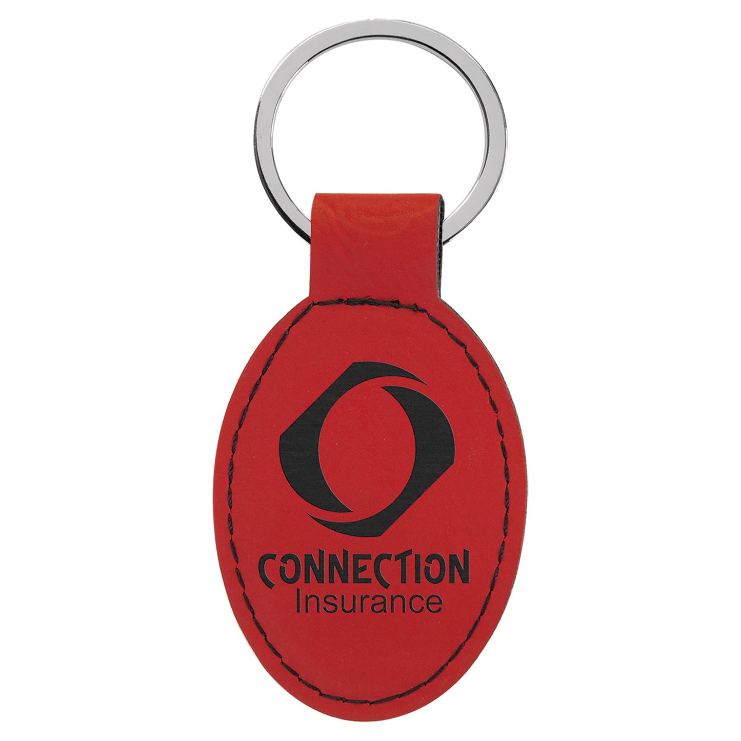 Leatherette Oval Keychain