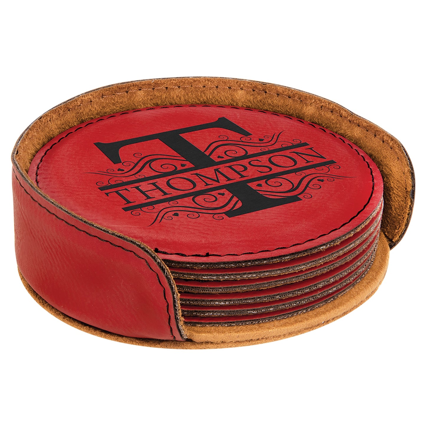 4" Round Leatherette Coaster Set